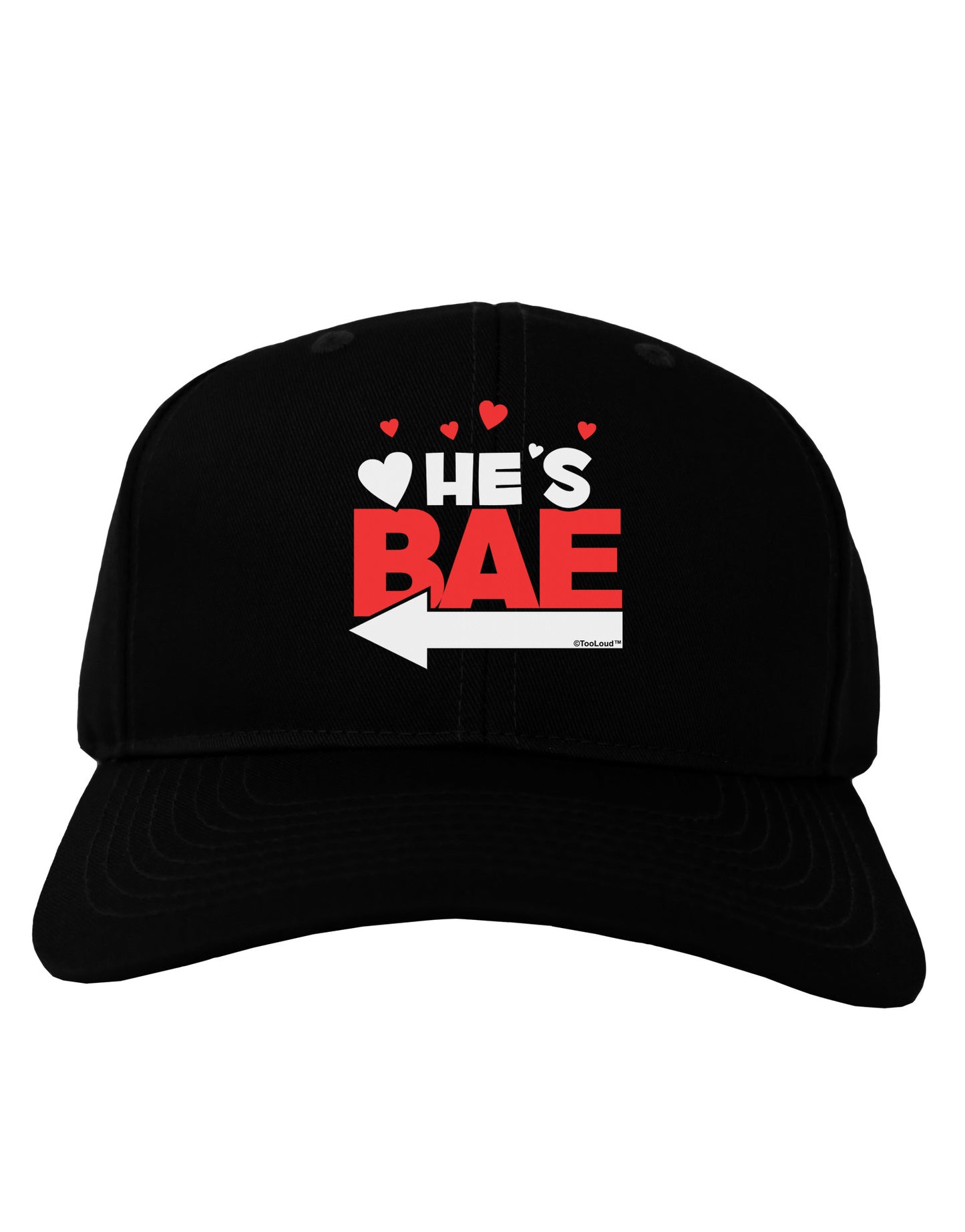He's BAE - Left Arrow Adult Dark Baseball Cap Hat-Baseball Cap-TooLoud-Black-One Size-Davson Sales