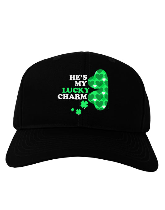 He's My Lucky Charm - Left Adult Dark Baseball Cap Hat-Baseball Cap-TooLoud-Black-One Size-Davson Sales