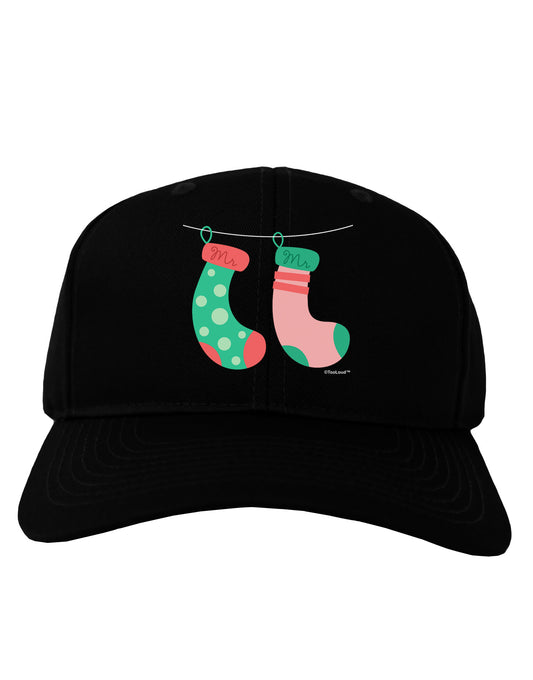 Cute Mr and Mr Christmas Couple Stockings Adult Dark Baseball Cap Hat by TooLoud-Baseball Cap-TooLoud-Black-One Size-Davson Sales