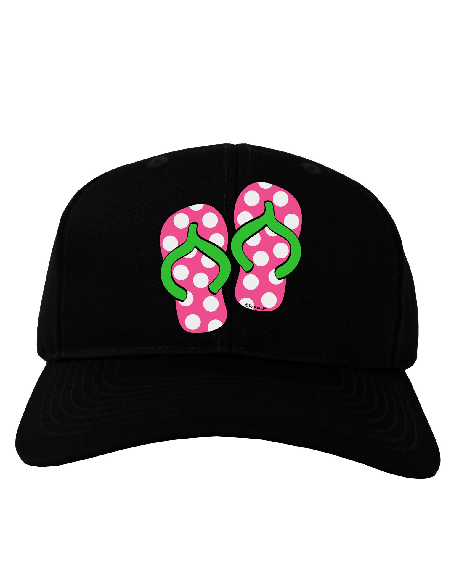 Cute Polka Dot Flip Flops - Pink and Green Adult Dark Baseball Cap Hat-Baseball Cap-TooLoud-Black-One Size-Davson Sales