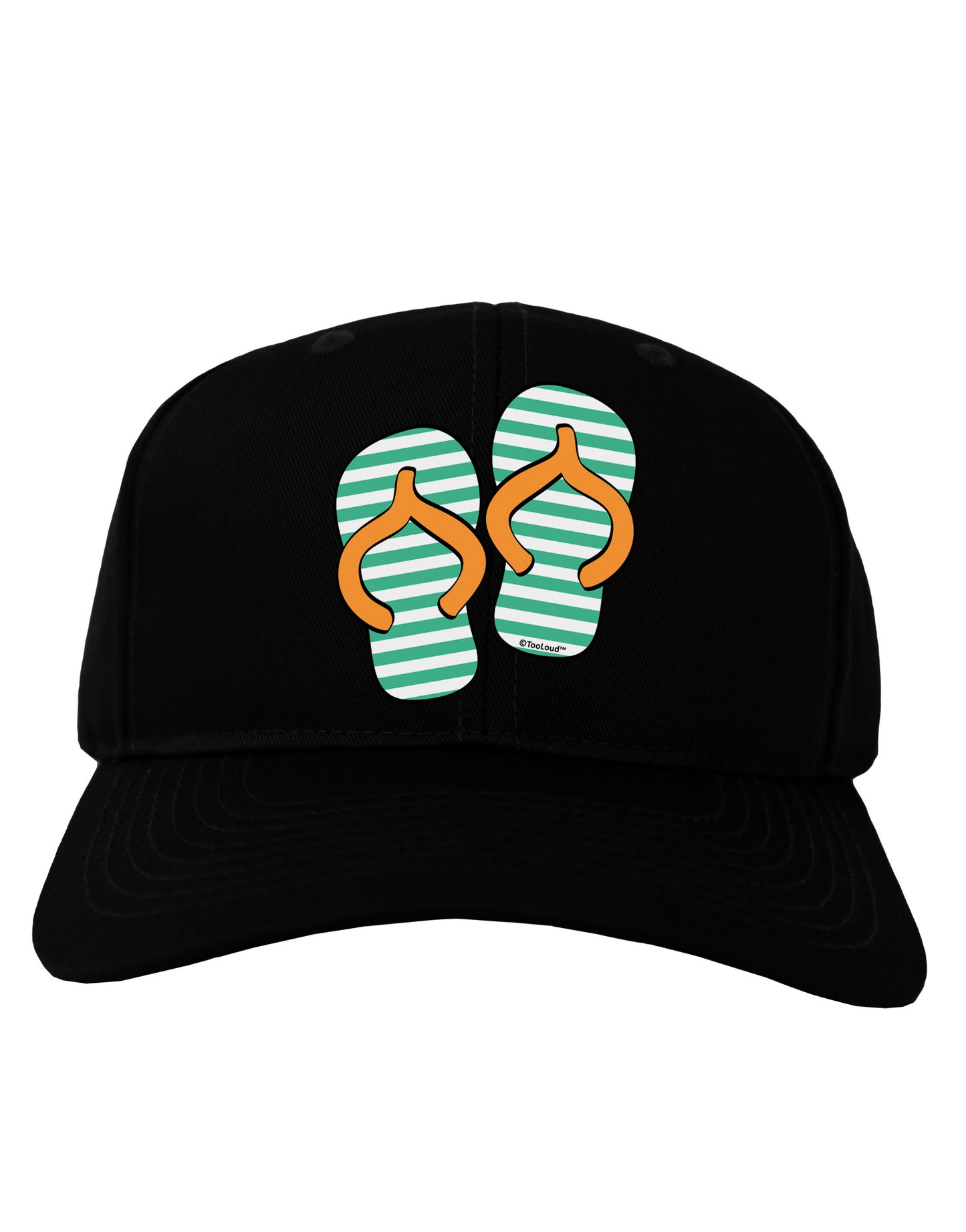 Striped Flip Flops - Teal and Orange Adult Dark Baseball Cap Hat-Baseball Cap-TooLoud-Black-One Size-Davson Sales