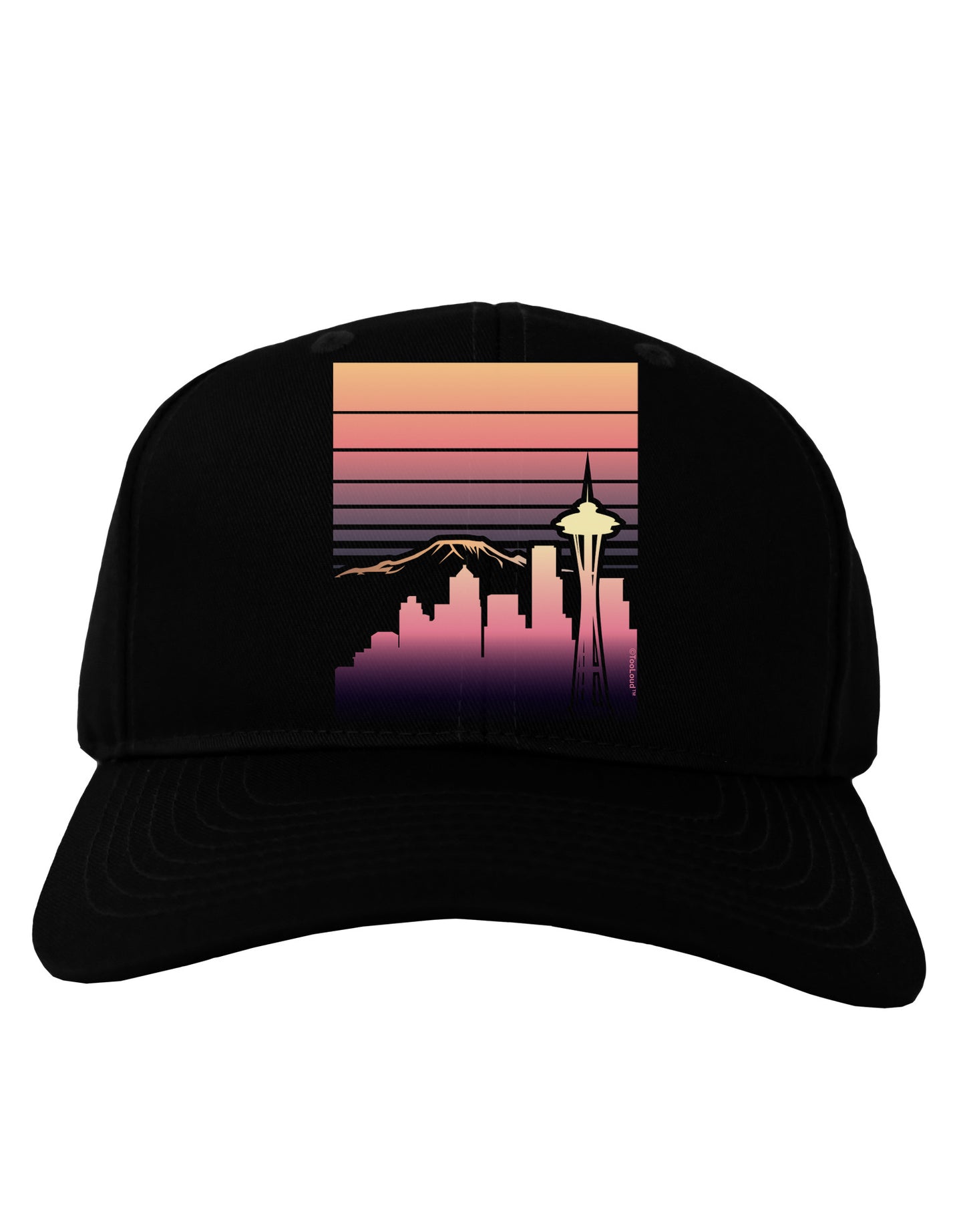 Seattle Skyline Sunrise Adult Dark Baseball Cap Hat-Baseball Cap-TooLoud-Black-One Size-Davson Sales