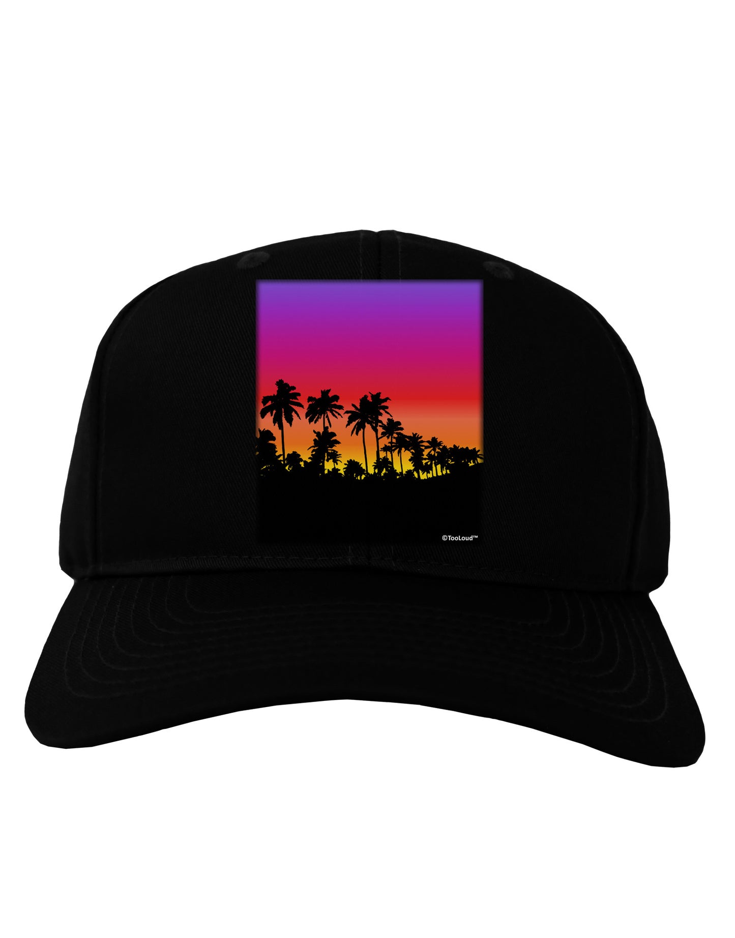 Palm Trees and Sunset Design Adult Dark Baseball Cap Hat by TooLoud-Baseball Cap-TooLoud-Black-One Size-Davson Sales