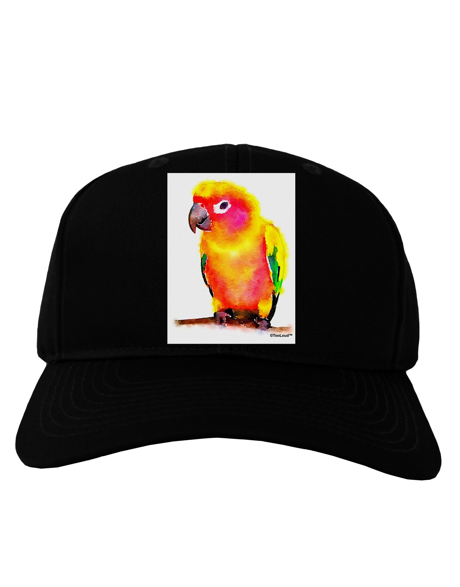 Sun Conure Parrot Watercolor Adult Dark Baseball Cap Hat-Baseball Cap-TooLoud-Black-One Size-Davson Sales