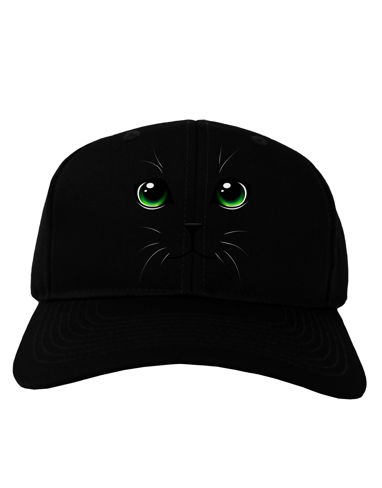 Green-Eyed Cute Cat Face Adult Dark Baseball Cap Hat-Baseball Cap-TooLoud-Black-One Size-Davson Sales