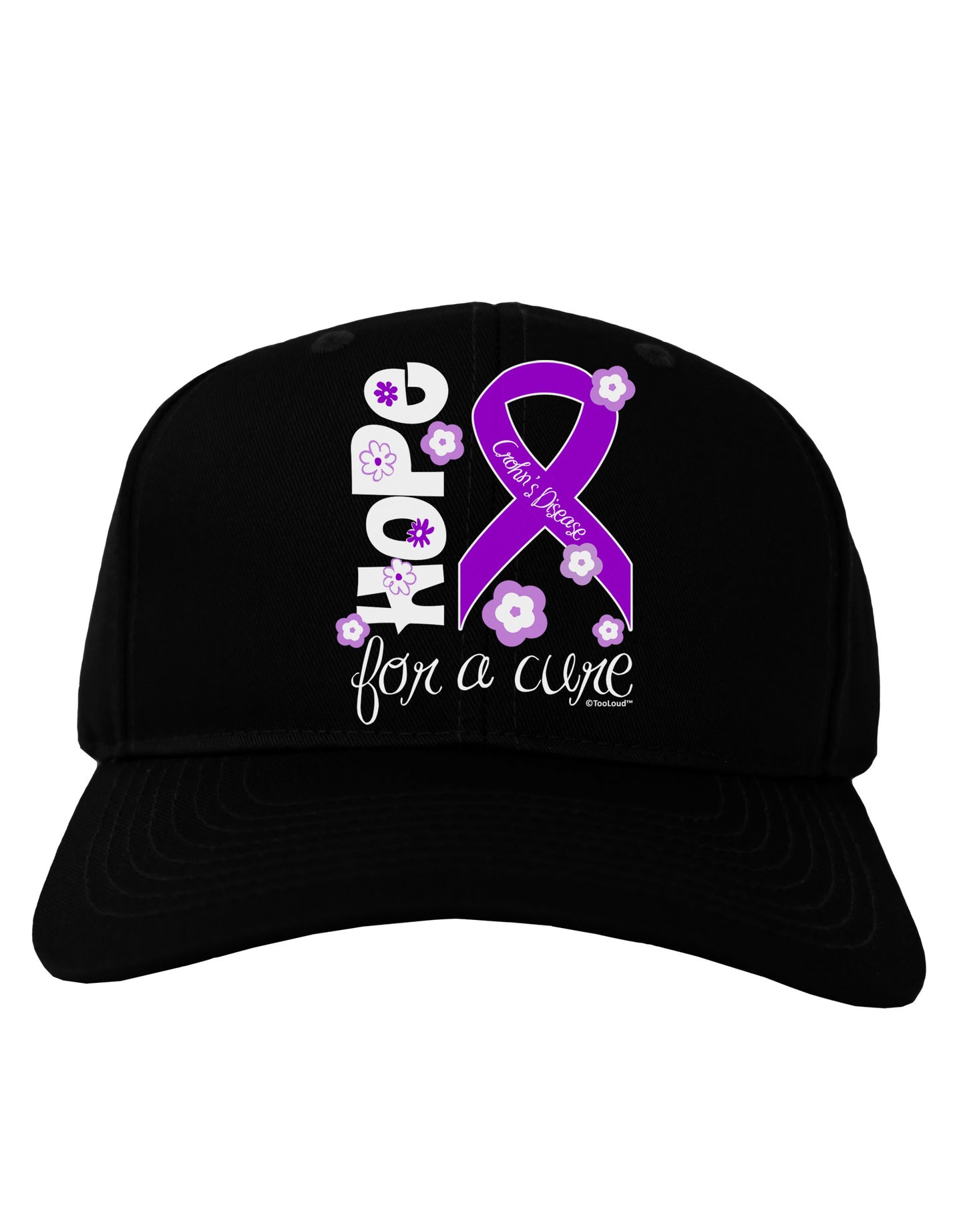 Hope for a Cure - Purple Ribbon Crohn?ÇÖs Disease - Flowers Adult Dark Baseball Cap Hat-Baseball Cap-TooLoud-Black-One Size-Davson Sales