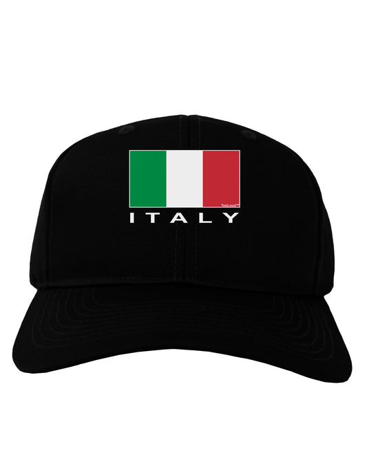 Italian Flag - Italy Text Adult Dark Baseball Cap Hat by TooLoud-Baseball Cap-TooLoud-Black-One Size-Davson Sales