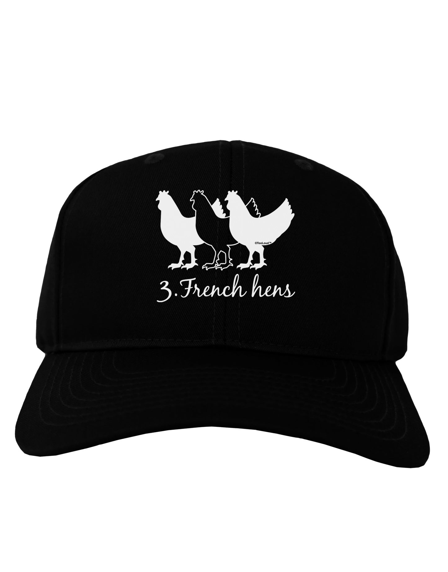 Three French Hens Text Adult Dark Baseball Cap Hat-Baseball Cap-TooLoud-Black-One Size-Davson Sales