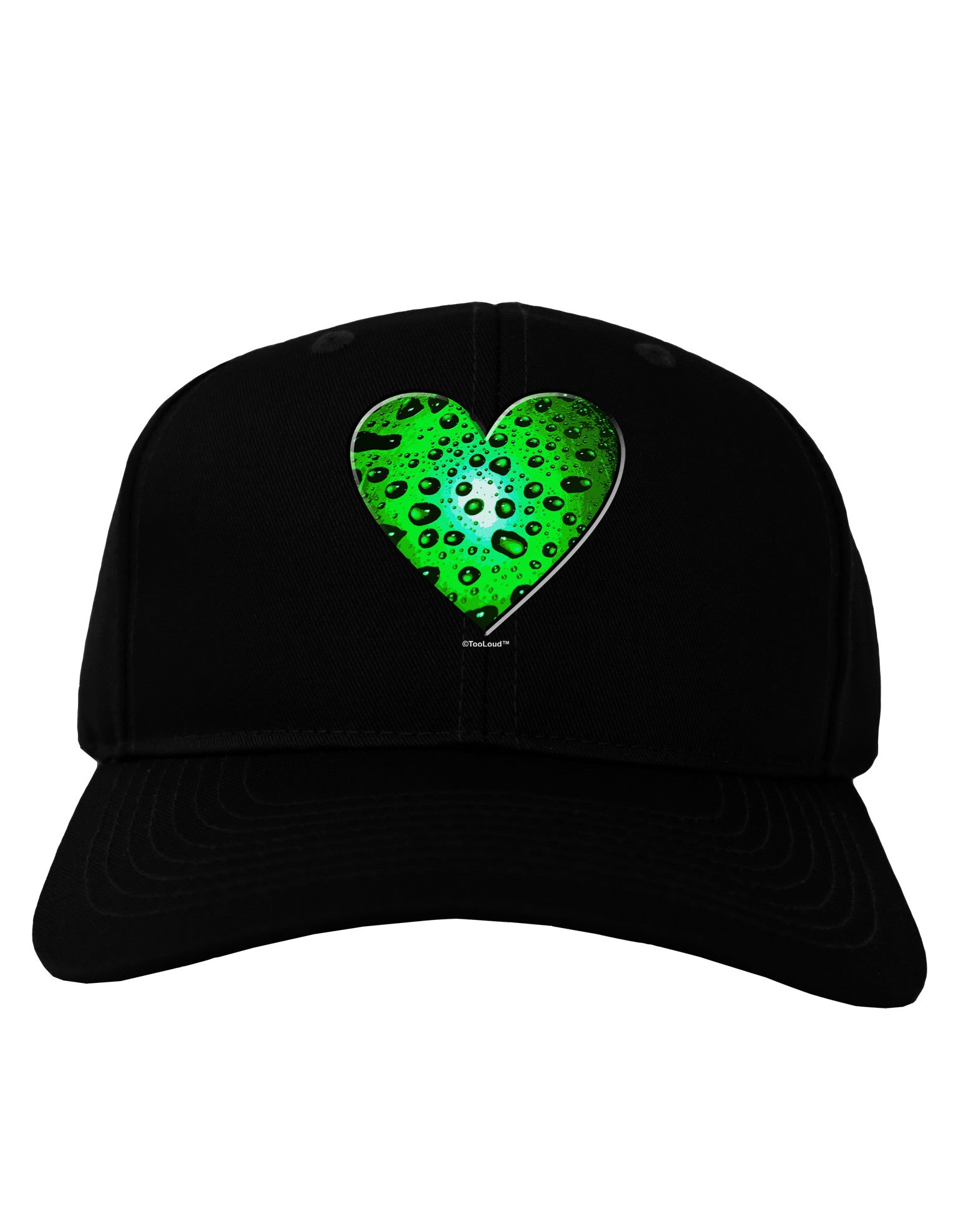 Water Droplet Heart Green Adult Dark Baseball Cap Hat by TooLoud-Baseball Cap-TooLoud-Black-One Size-Davson Sales