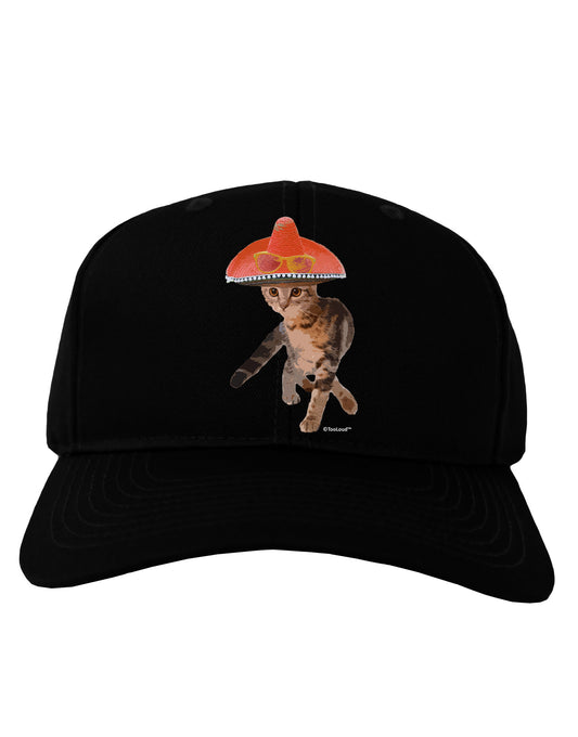 Cat with Pink Sombrero and Sunglasses Adult Dark Baseball Cap Hat by TooLoud-Baseball Cap-TooLoud-Black-One Size-Davson Sales