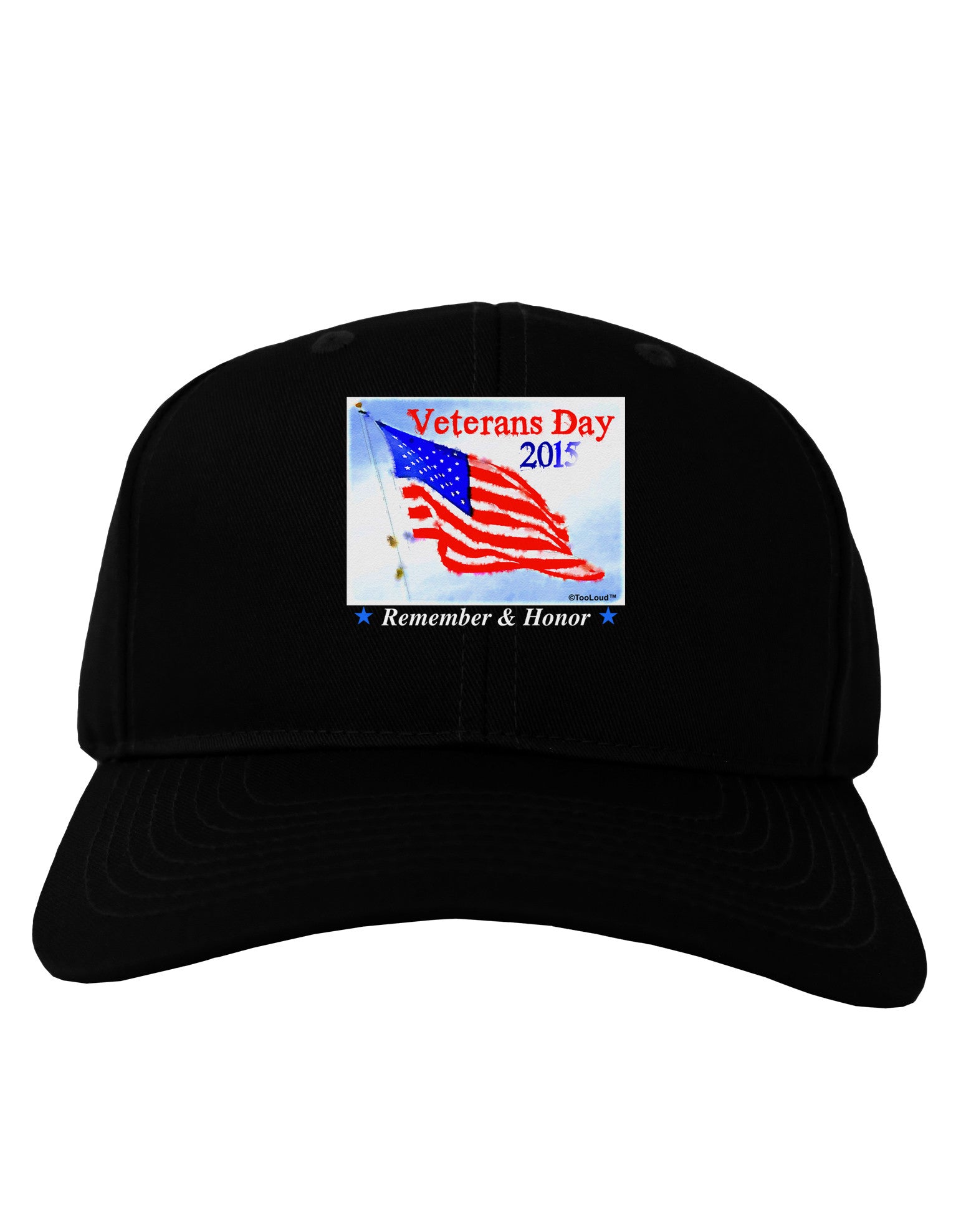 Veterans Day 2015 WaterColor Adult Dark Baseball Cap Hat-Baseball Cap-TooLoud-Black-One Size-Davson Sales