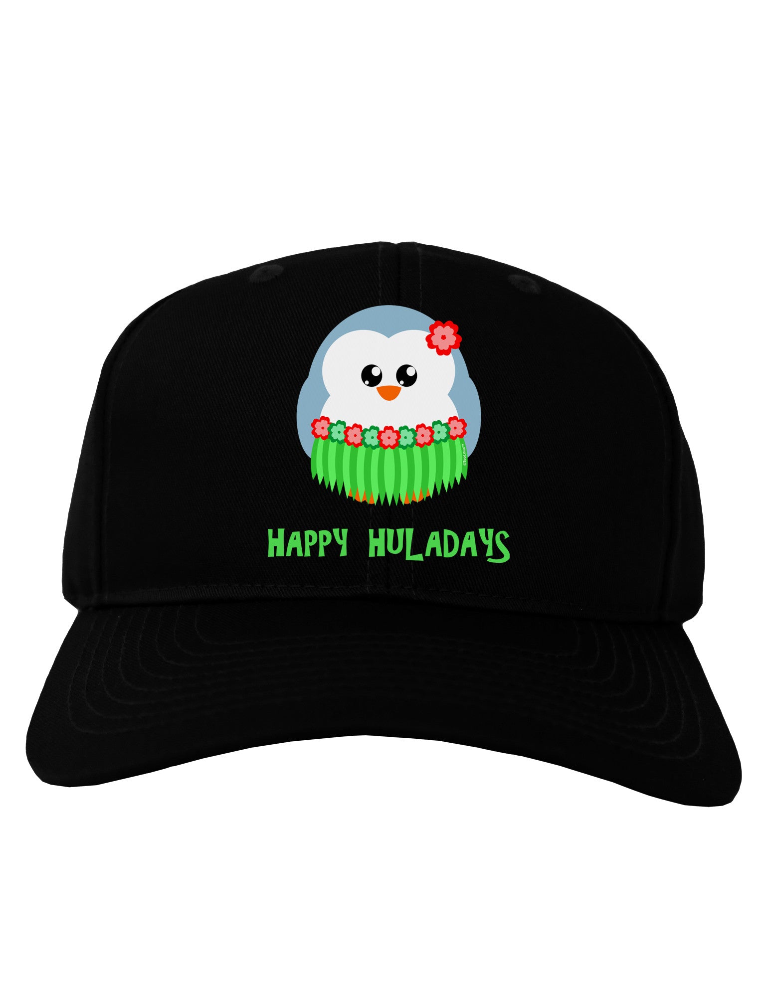 Happy Huladays Christmas Penguin - Red and Green Adult Dark Baseball Cap Hat-Baseball Cap-TooLoud-Black-One Size-Davson Sales
