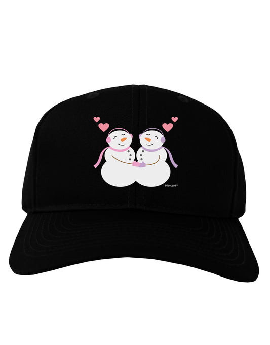 Cute Snowwoman Couple Adult Dark Baseball Cap Hat by TooLoud-Baseball Cap-TooLoud-Black-One Size-Davson Sales