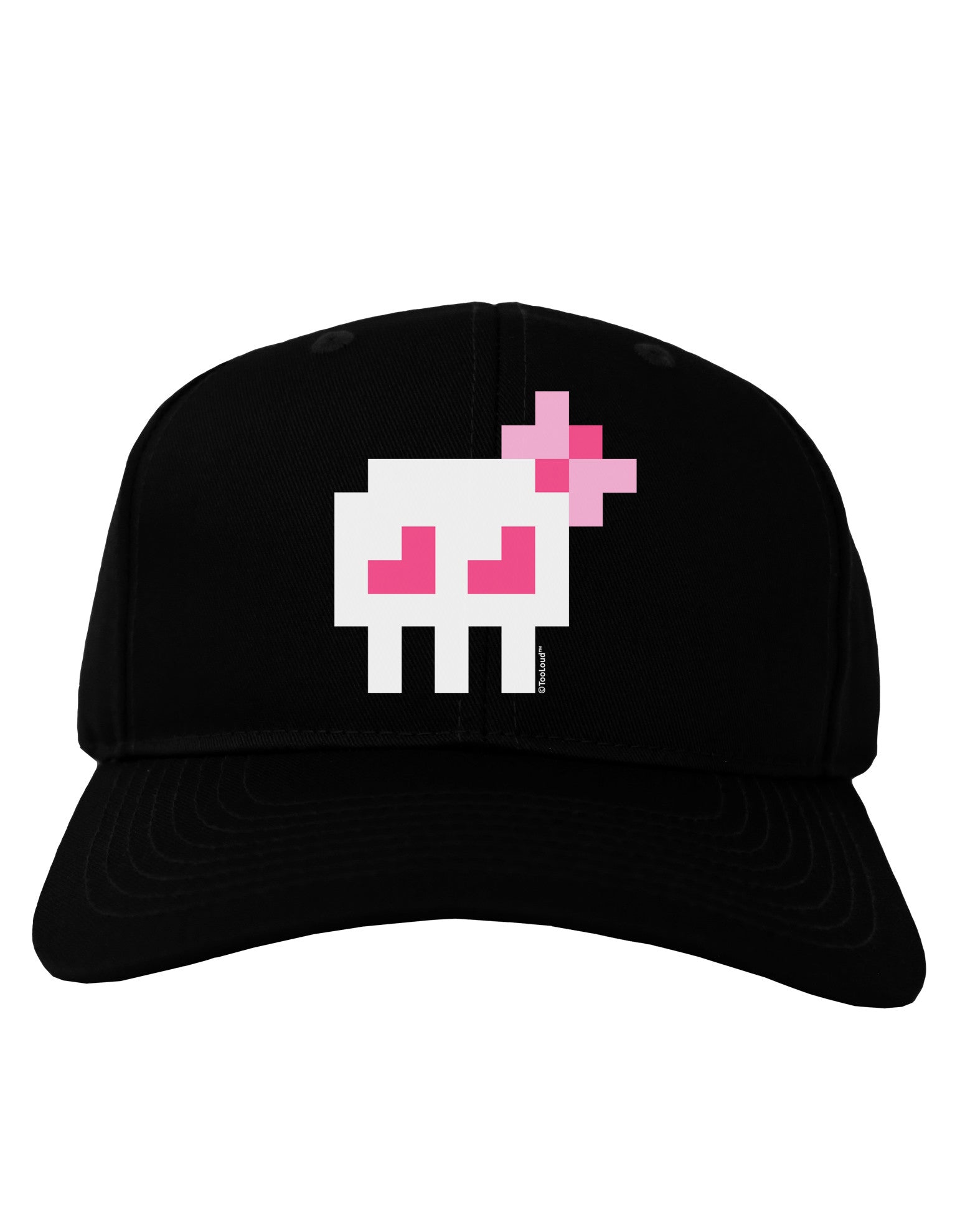 Retro 8-Bit Skull with Pink Bow Adult Dark Baseball Cap Hat-Baseball Cap-TooLoud-Black-One Size-Davson Sales