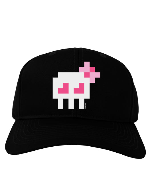 Retro 8-Bit Skull with Pink Bow Adult Dark Baseball Cap Hat-Baseball Cap-TooLoud-Black-One Size-Davson Sales