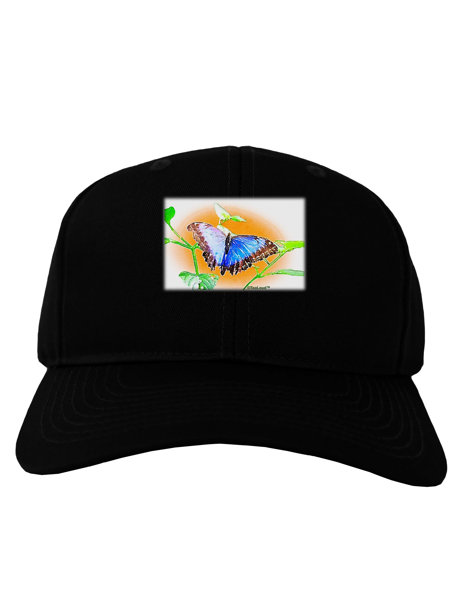 Blue Watercolor Butterfly Adult Dark Baseball Cap Hat-Baseball Cap-TooLoud-Black-One Size-Davson Sales