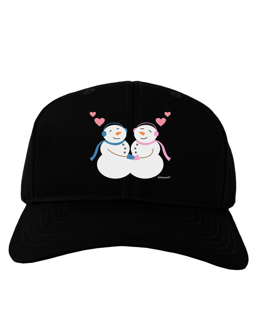 Cute Snowman and Snowwoman Couple Adult Dark Baseball Cap Hat by TooLoud-Baseball Cap-TooLoud-Black-One Size-Davson Sales