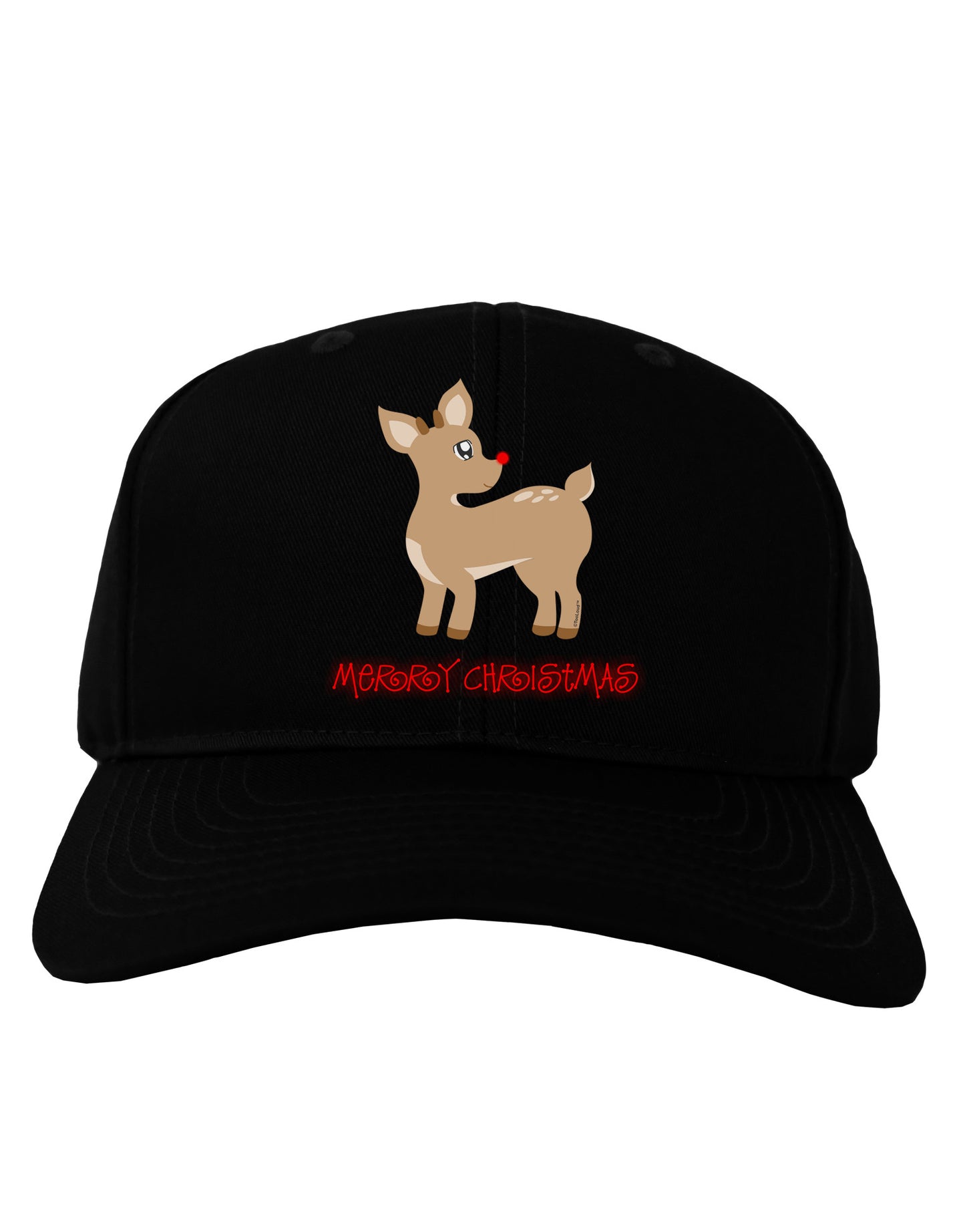 Cute Rudolph the Reindeer - Merry Christmas Adult Dark Baseball Cap Hat by TooLoud-Baseball Cap-TooLoud-Black-One Size-Davson Sales