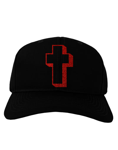 Simple Cross Design Glitter - Red Adult Dark Baseball Cap Hat by TooLoud-Baseball Cap-TooLoud-Black-One Size-Davson Sales