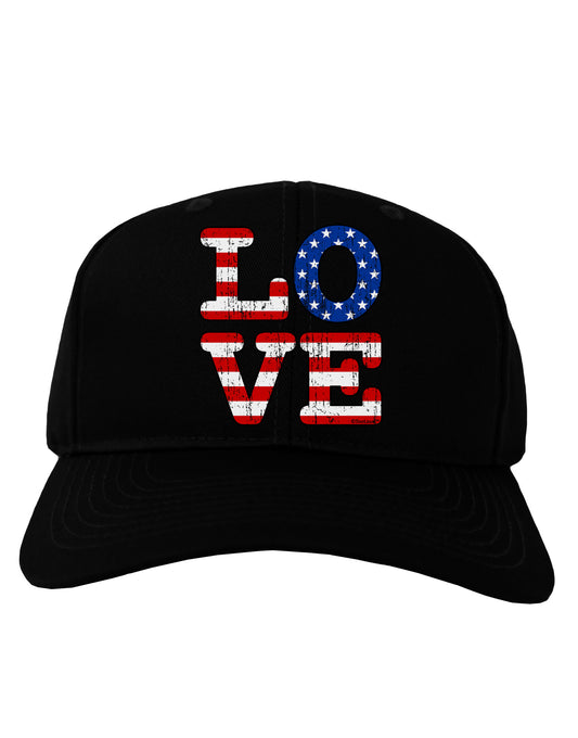 American Love Design - Distressed Adult Dark Baseball Cap Hat by TooLoud-Baseball Cap-TooLoud-Black-One Size-Davson Sales