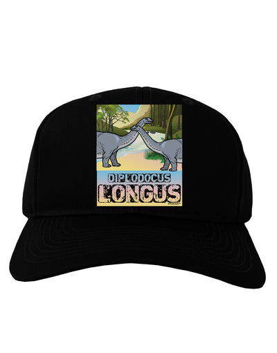 Diplodocus Longus - With Name Adult Dark Baseball Cap Hat-Baseball Cap-TooLoud-Black-One Size-Davson Sales