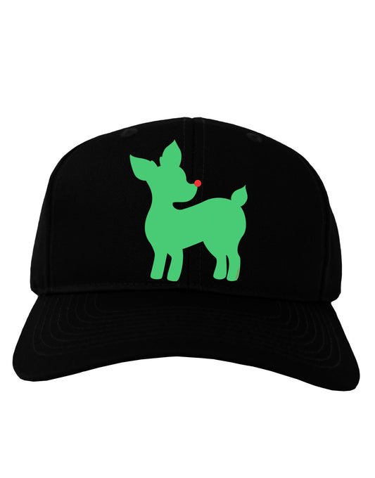Cute Red and Green Rudolph - Christmas Adult Dark Baseball Cap Hat by TooLoud-Baseball Cap-TooLoud-Black-One Size-Davson Sales