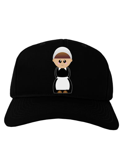 Cute Pilgrim Girl Thanksgiving Adult Dark Baseball Cap Hat-Baseball Cap-TooLoud-Black-One Size-Davson Sales