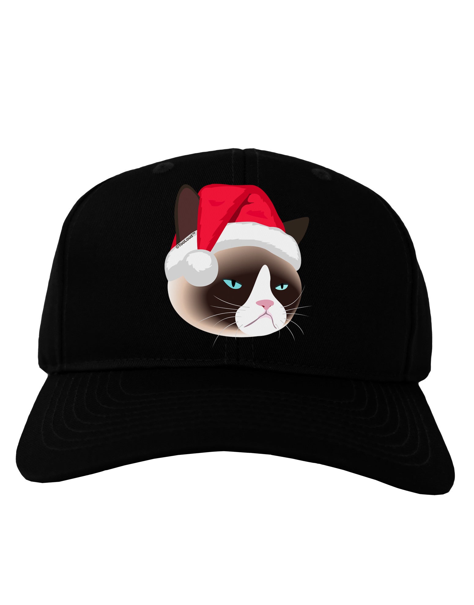 Santa Hat Disgruntled Siamese Cat Adult Dark Baseball Cap Hat by-Baseball Cap-TooLoud-Black-One Size-Davson Sales