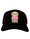 Cute Valentine Sloth Holding Heart Adult Dark Baseball Cap Hat by TooLoud-Baseball Cap-TooLoud-Black-One Size-Davson Sales