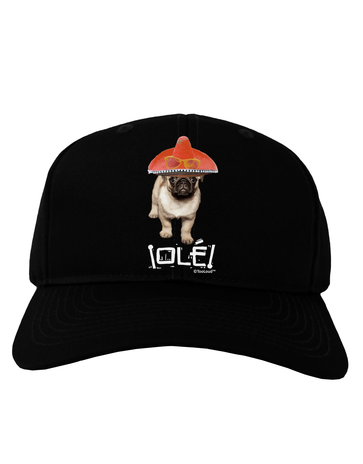 Pug Dog with Pink Sombrero - Ole Adult Dark Baseball Cap Hat by TooLoud-Baseball Cap-TooLoud-Black-One Size-Davson Sales