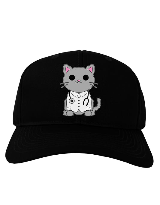 Dr Cat MD - Cute Cat Design Adult Dark Baseball Cap Hat by TooLoud-Baseball Cap-TooLoud-Black-One Size-Davson Sales