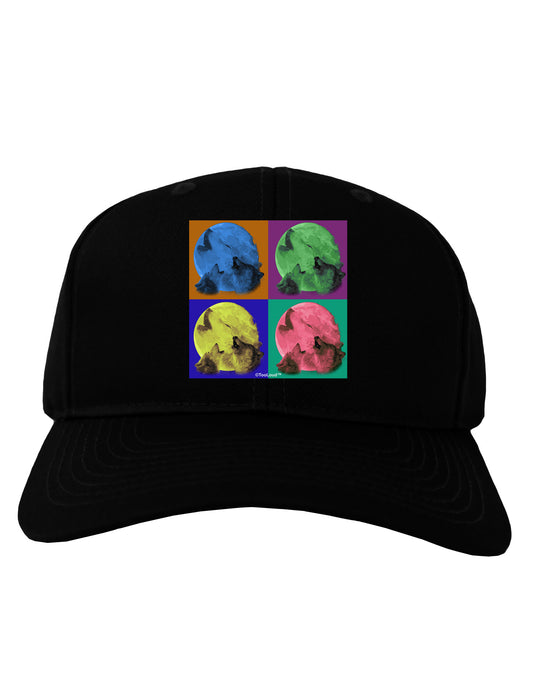 Three Wolves Howling - Pop-Art #2 Adult Dark Baseball Cap Hat by TooLoud-Baseball Cap-TooLoud-Black-One Size-Davson Sales