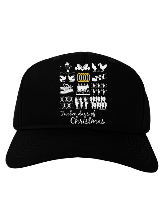 12 Days of Christmas Text Color Adult Dark Baseball Cap Hat-Baseball Cap-TooLoud-Black-One Size-Davson Sales