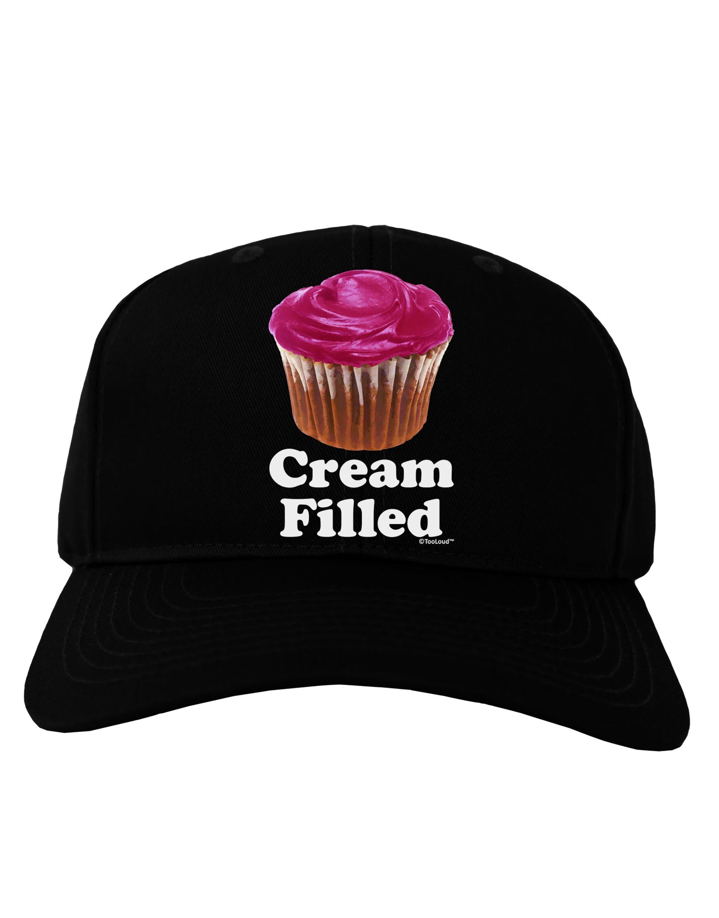 Cream Filled Pink Cupcake Design Adult Dark Baseball Cap Hat by TooLoud-Baseball Cap-TooLoud-Black-One Size-Davson Sales
