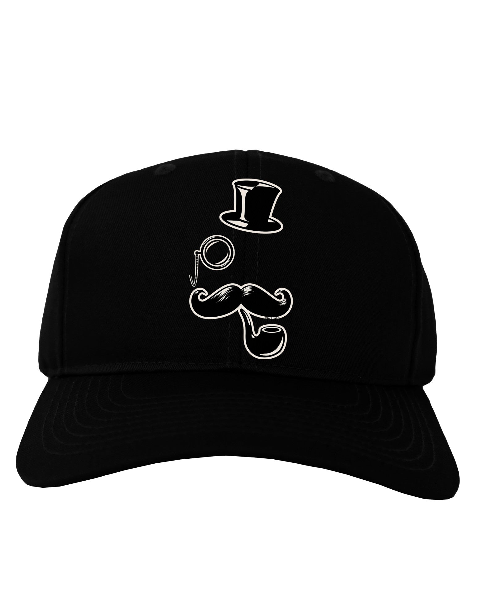 Tophat Mustache Pipe and Monocle Adult Dark Baseball Cap Hat-Baseball Cap-TooLoud-Black-One Size-Davson Sales