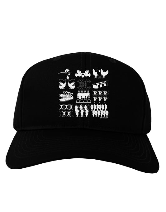 Twelve Days of Christmas Adult Dark Baseball Cap Hat-Baseball Cap-TooLoud-Black-One Size-Davson Sales