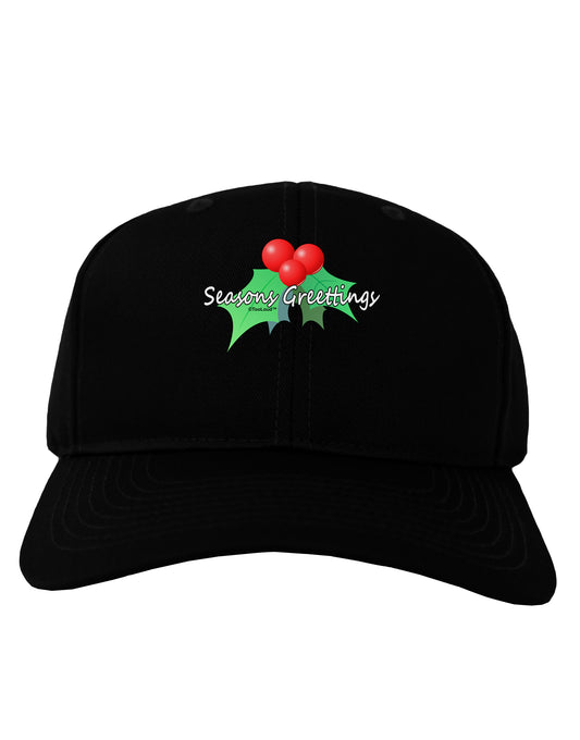 Holly Seasons Greetings Text Adult Dark Baseball Cap Hat by TooLoud-Baseball Cap-TooLoud-Black-One Size-Davson Sales