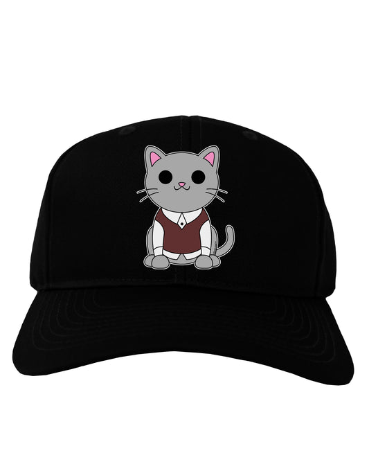 Cute Sweater Vest Cat Design Adult Dark Baseball Cap Hat by TooLoud-Baseball Cap-TooLoud-Black-One Size-Davson Sales