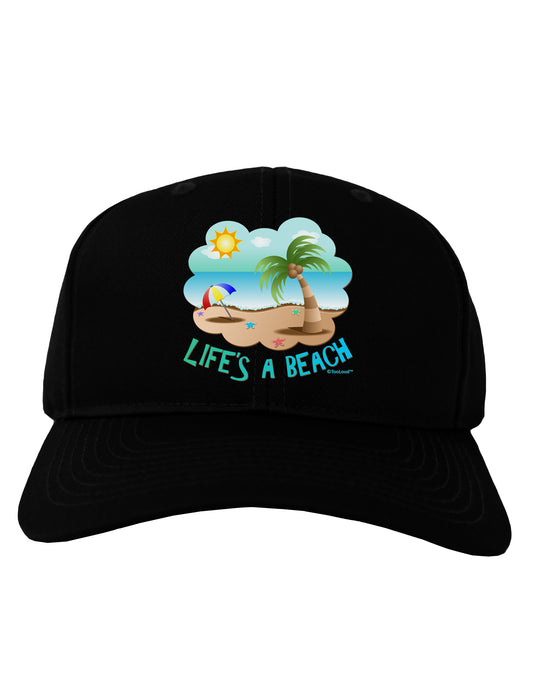 Fun Summer Beach Scene - Life's a Beach Adult Dark Baseball Cap Hat by TooLoud-Baseball Cap-TooLoud-Black-One Size-Davson Sales