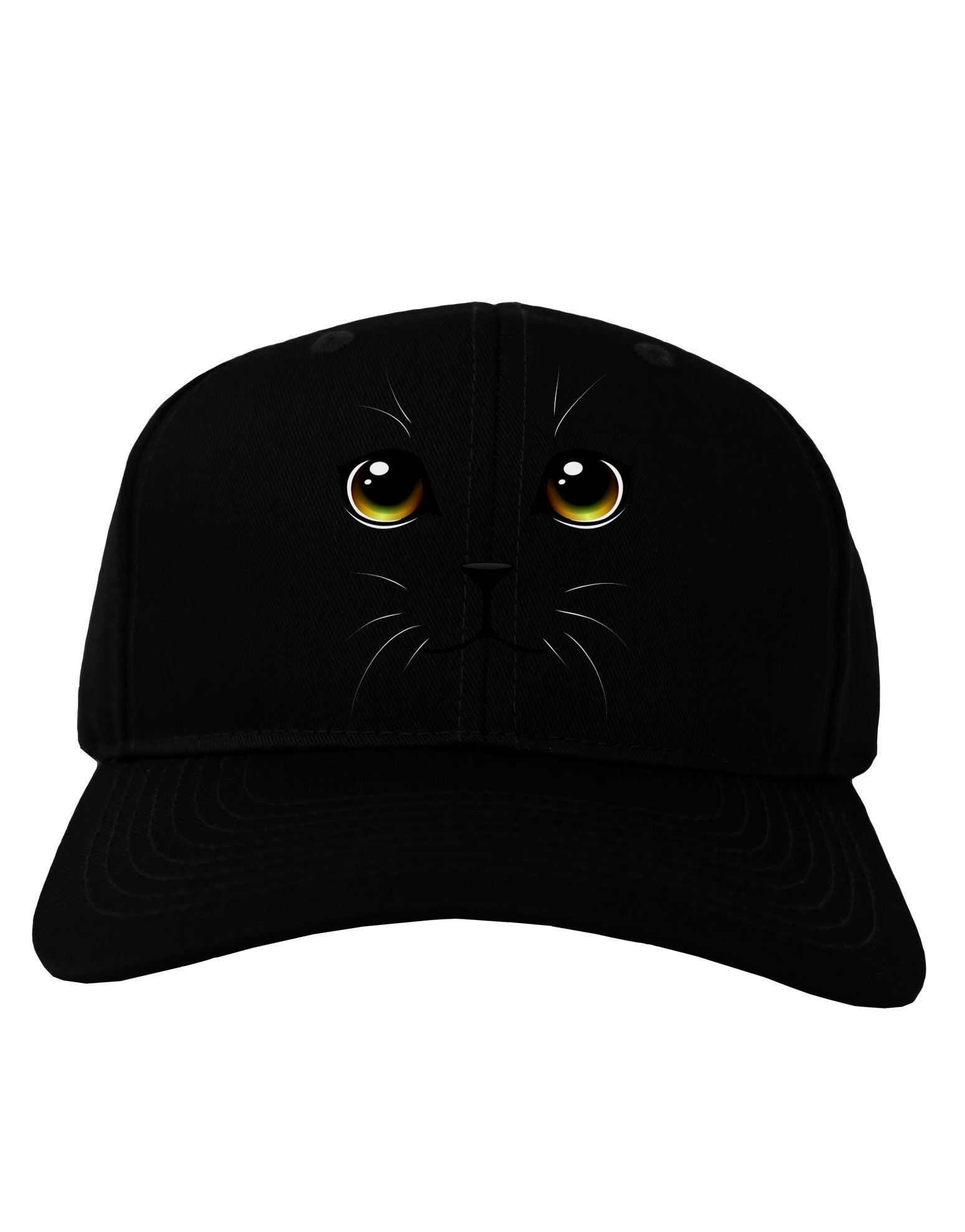TooLoud Yellow Amber-Eyed Cute Cat Face Adult Dark Baseball Cap Hat-Baseball Cap-TooLoud-Black-One Size-Davson Sales