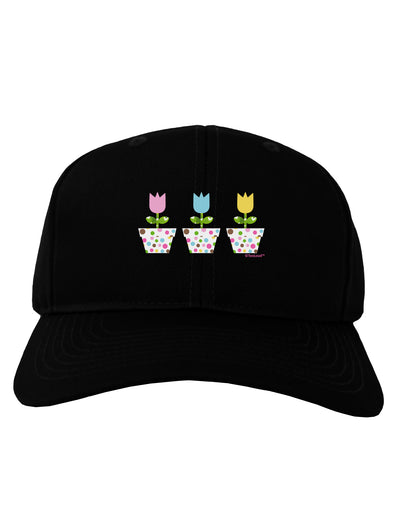 Three Easter Tulips Adult Dark Baseball Cap Hat by TooLoud-Baseball Cap-TooLoud-Black-One Size-Davson Sales