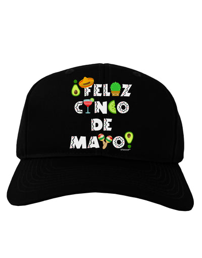 Feliz Cinco de Mayo - Fiesta Icons Adult Dark Baseball Cap Hat by TooLoud-Baseball Cap-TooLoud-Black-One Size-Davson Sales