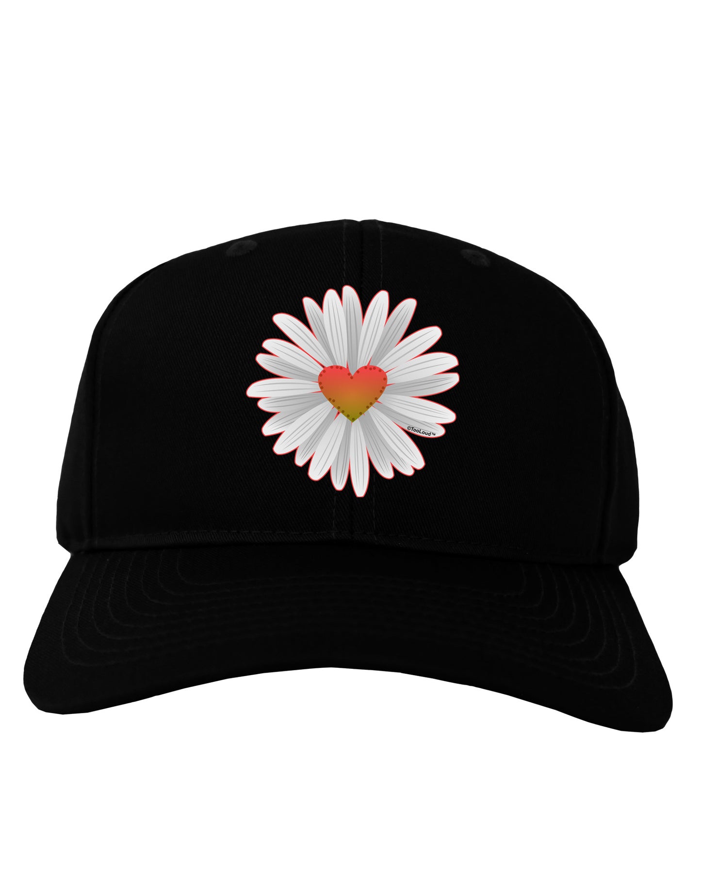 Pretty Daisy Heart Adult Dark Baseball Cap Hat-Baseball Cap-TooLoud-Black-One Size-Davson Sales