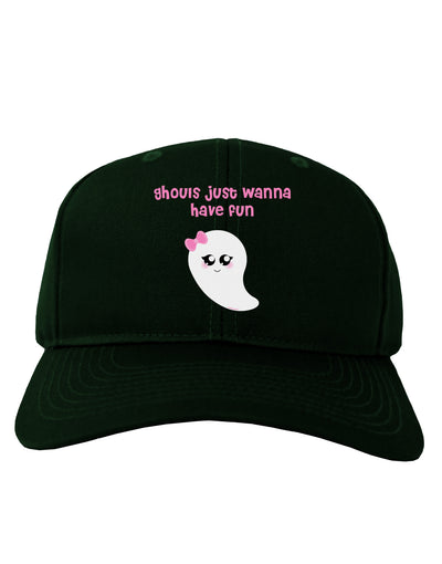 Ghouls Just Wanna Have Fun Cute Ghost - Halloween Adult Dark Baseball Cap Hat-Baseball Cap-TooLoud-Hunter-Green-One Size-Davson Sales