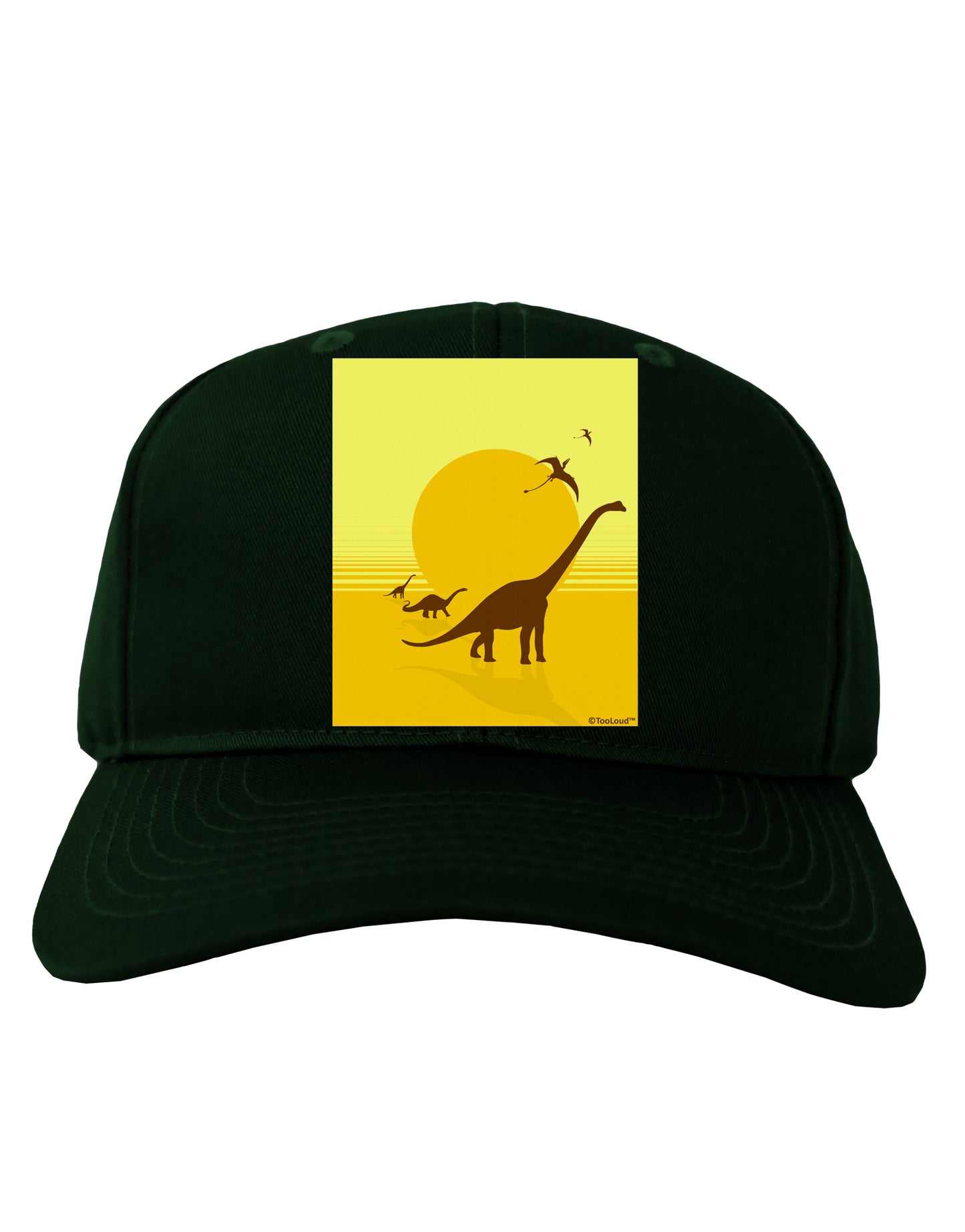 Brontosaurus and Pterodactyl Silhouettes with Sun Adult Dark Baseball Cap Hat by TooLoud-Baseball Cap-TooLoud-Hunter-Green-One Size-Davson Sales