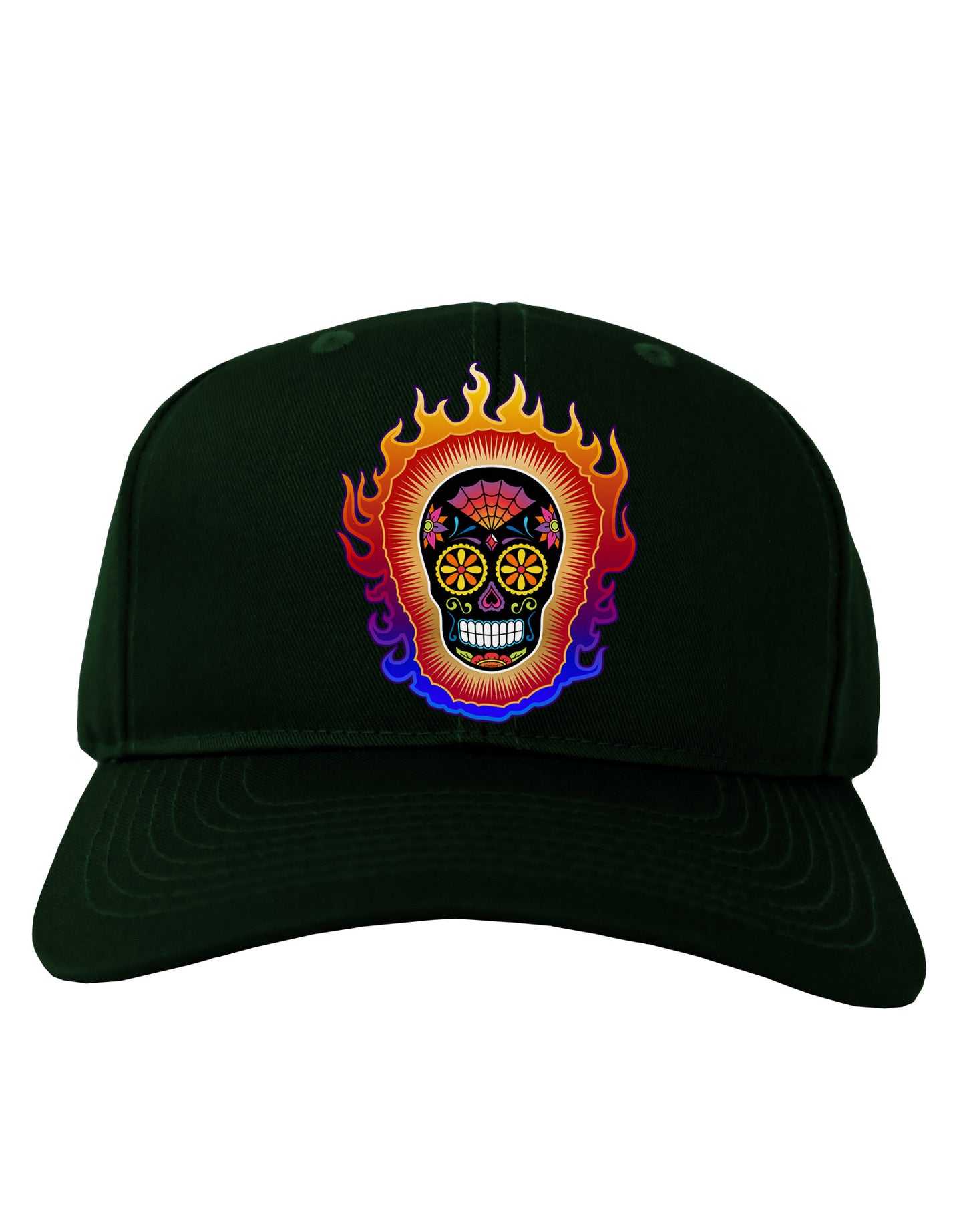 Sacred Calavera Day of the Dead Sugar Skull Adult Dark Baseball Cap Hat-Baseball Cap-TooLoud-Hunter-Green-One Size-Davson Sales