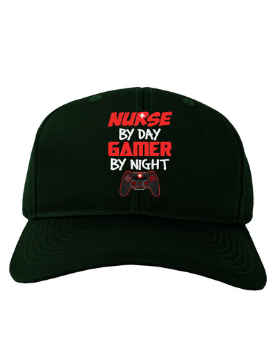 Nurse By Day Gamer By Night Adult Dark Baseball Cap Hat-Baseball Cap-TooLoud-Hunter-Green-One Size-Davson Sales