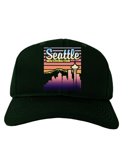 Seattle Washington Sunset Adult Dark Baseball Cap Hat-Baseball Cap-TooLoud-Hunter-Green-One Size-Davson Sales