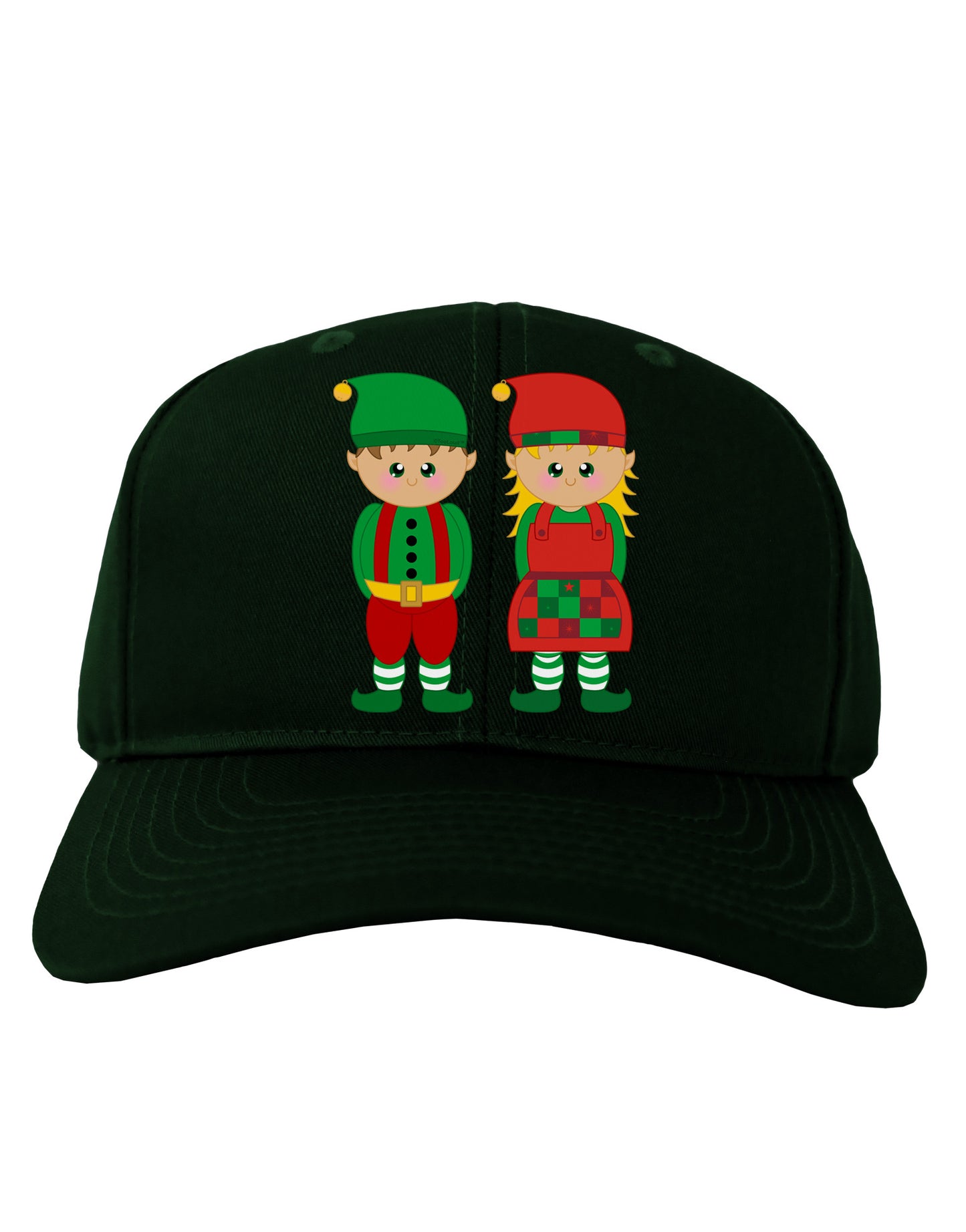 Cute Elf Couple Christmas Adult Dark Baseball Cap Hat-Baseball Cap-TooLoud-Hunter-Green-One Size-Davson Sales