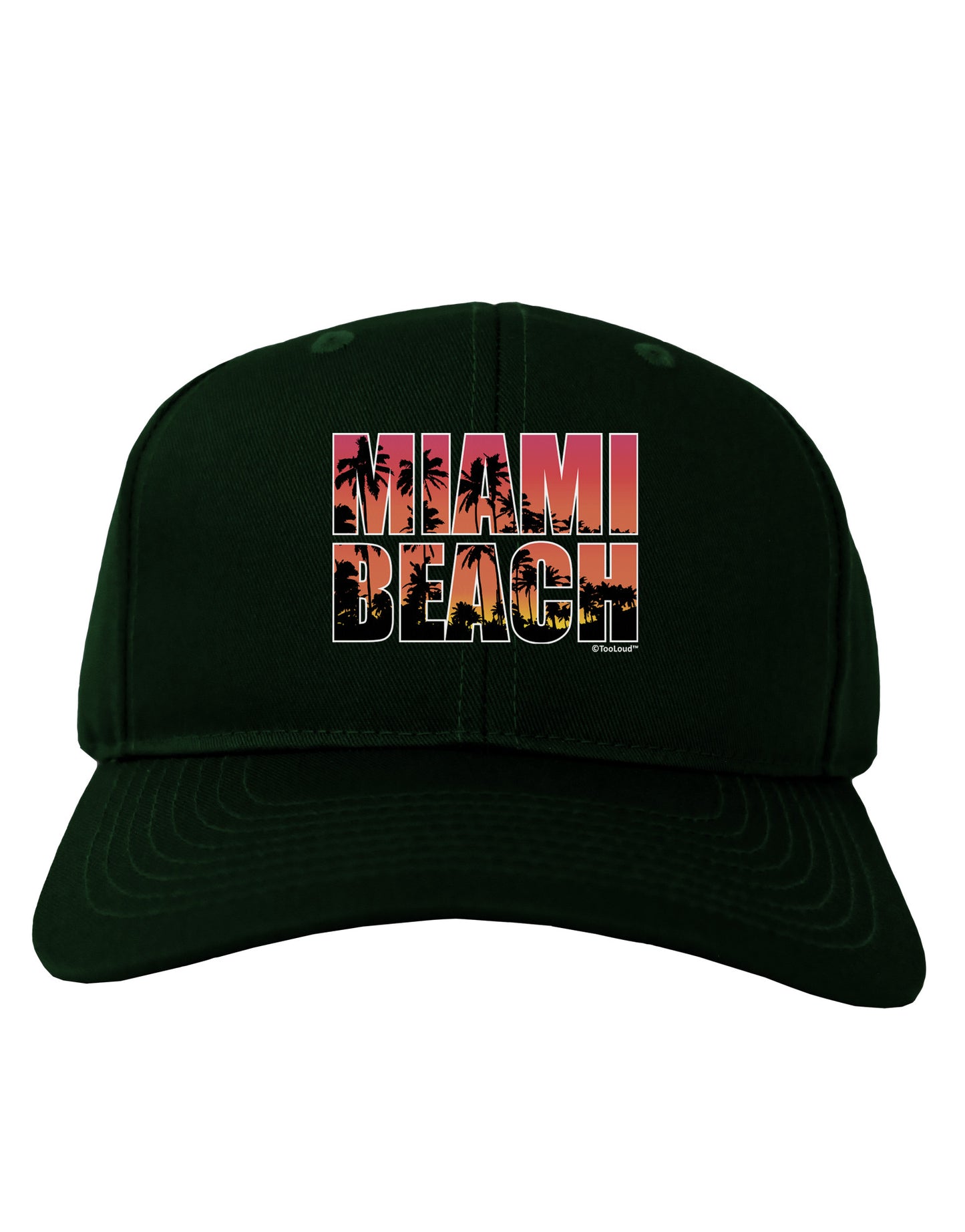 Miami Beach - Sunset Palm Trees Adult Dark Baseball Cap Hat by TooLoud-Baseball Cap-TooLoud-Hunter-Green-One Size-Davson Sales
